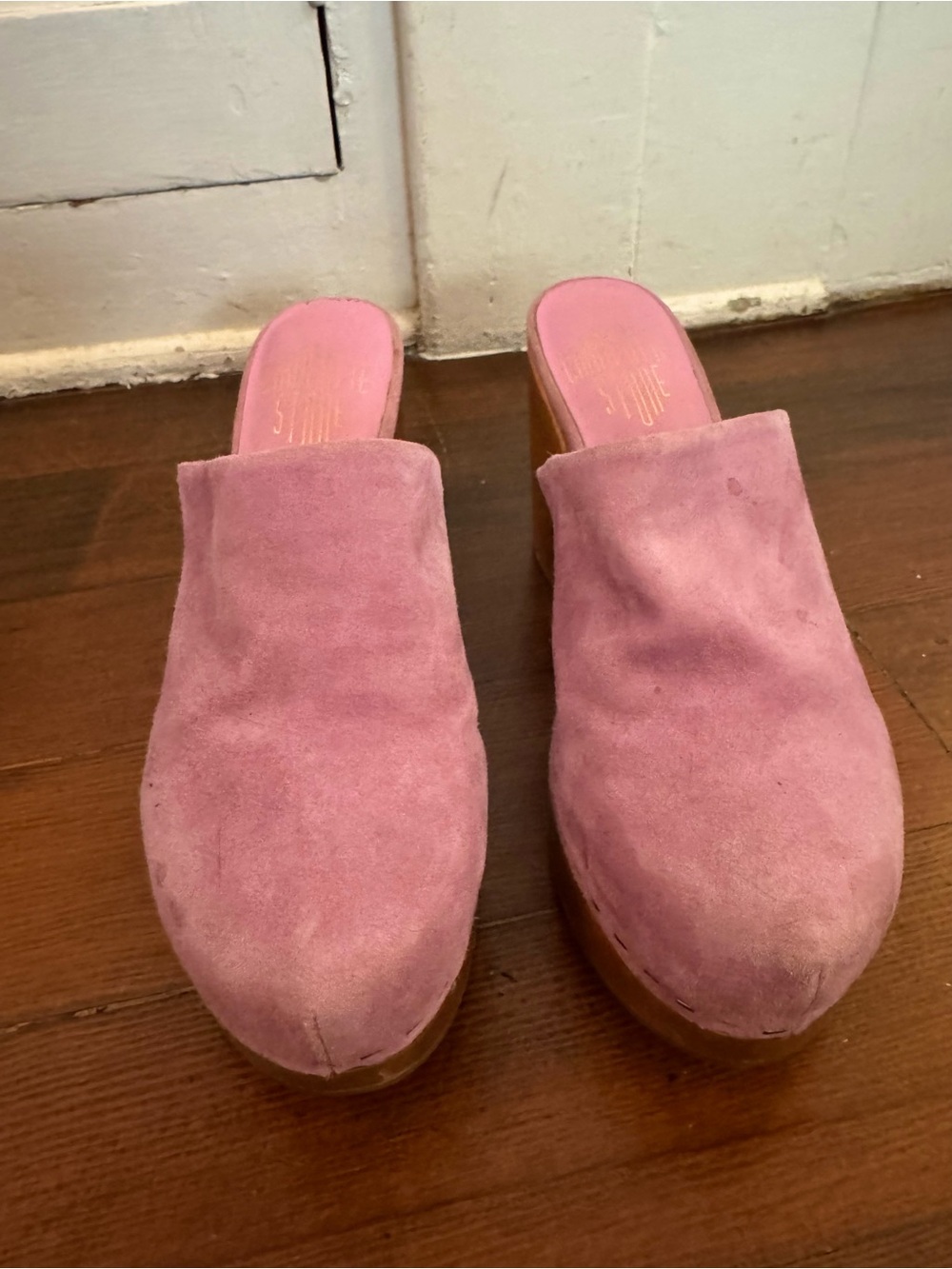 Charlotte Stone Marlo Clog Heels in Lilac Suede